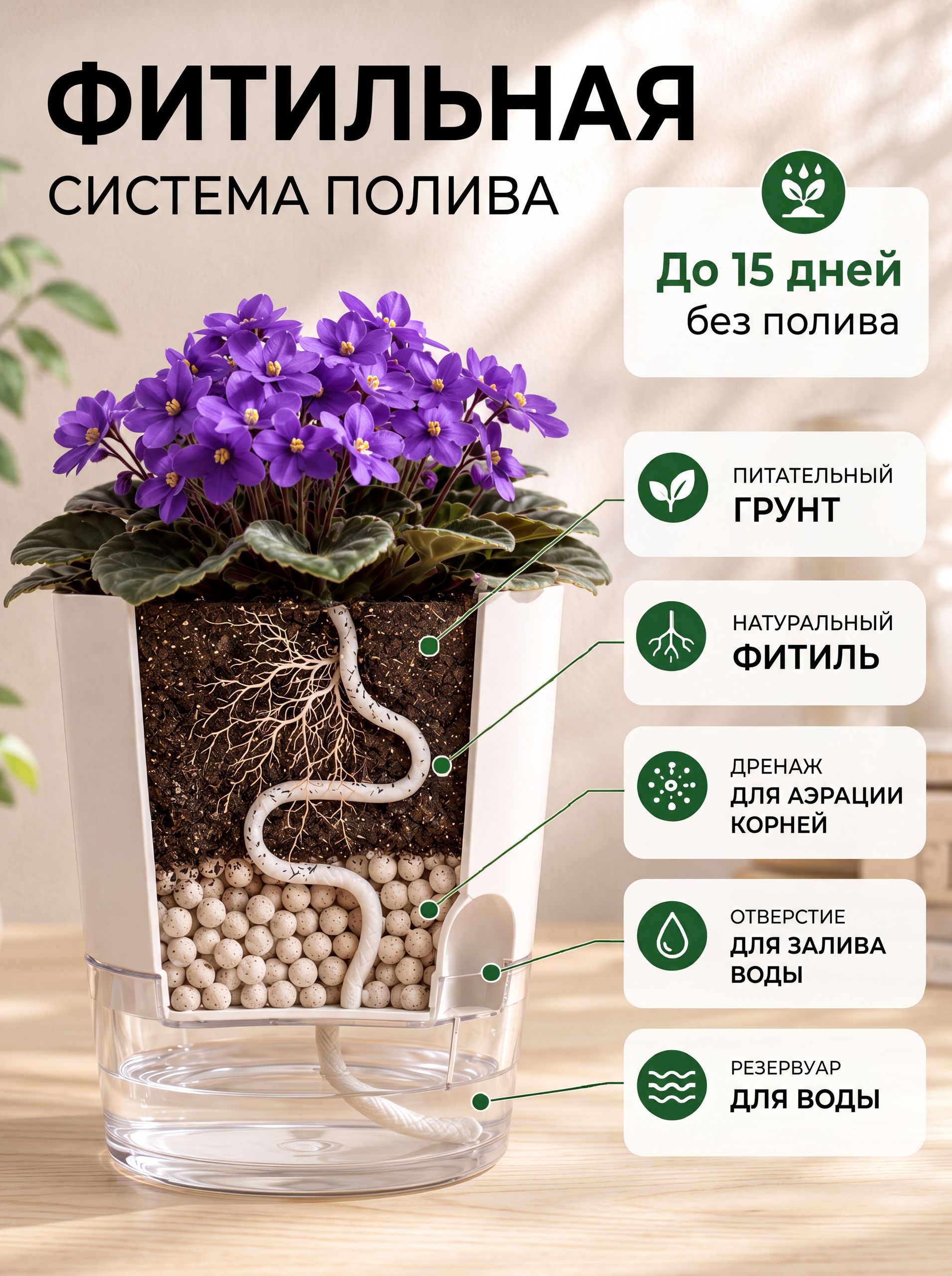 Кашпо 450мл-1шт
