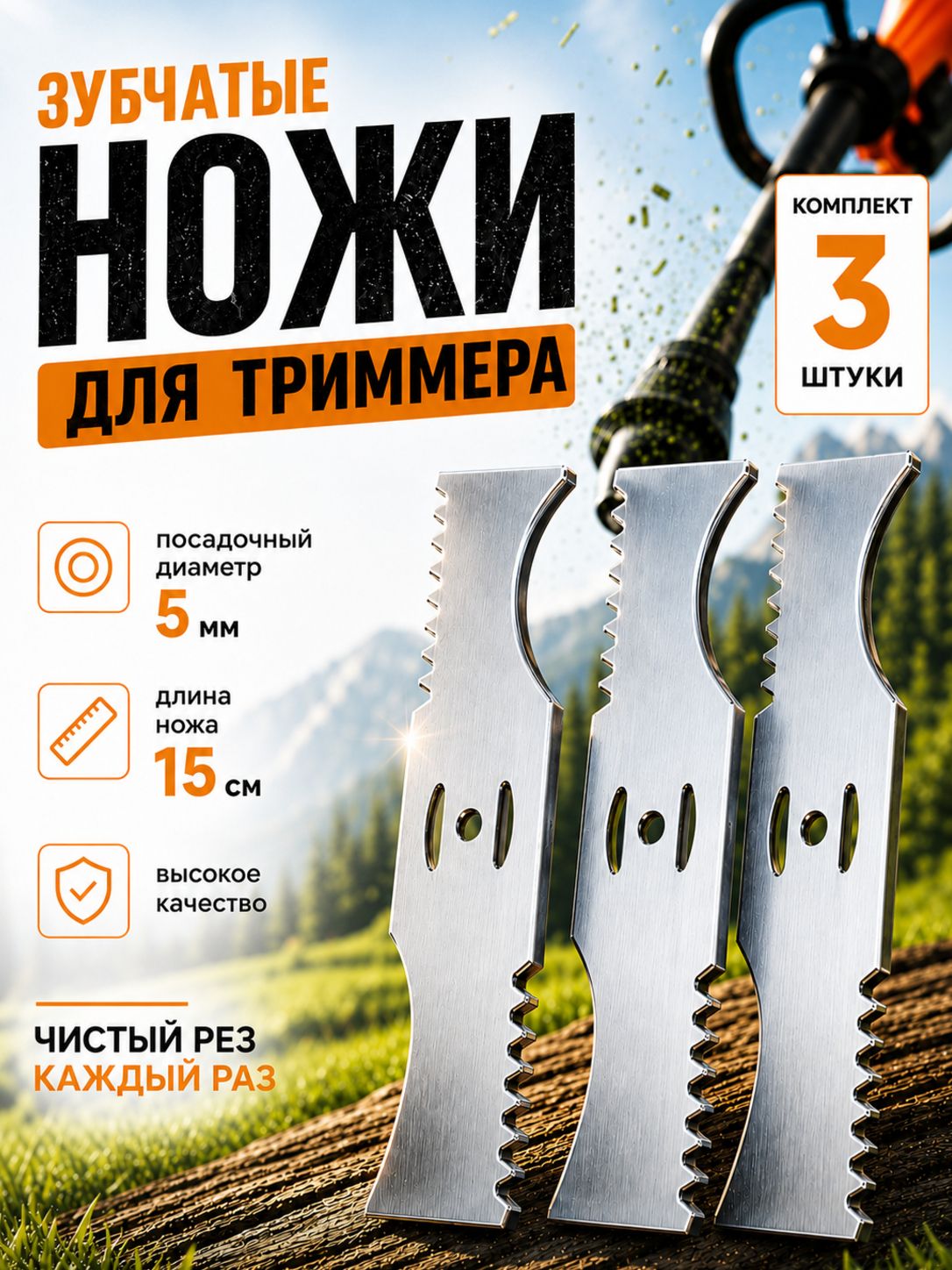 Набор ножей для триммера 3шт(456-030)