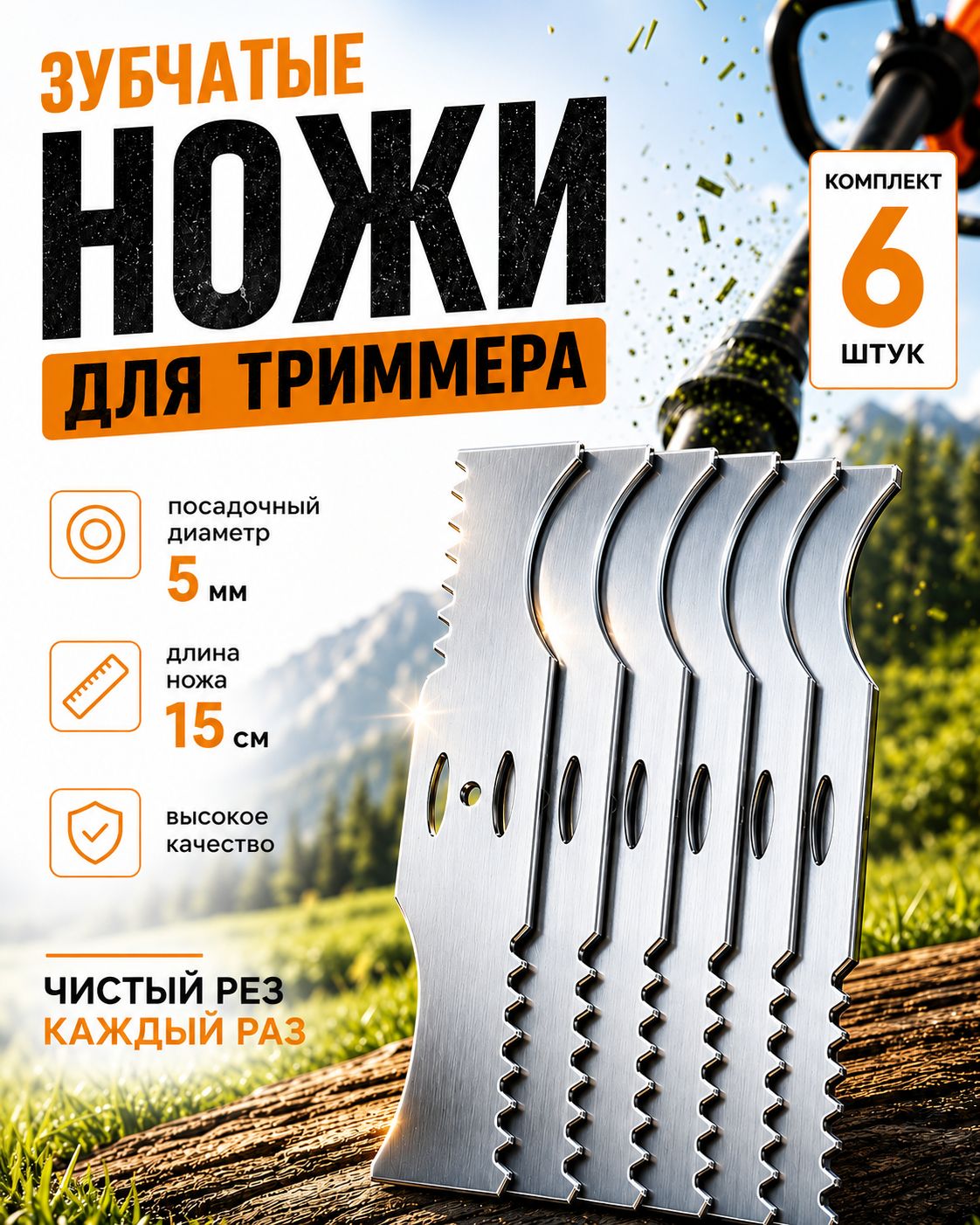 Набор ножей для триммера 6шт(456-011)